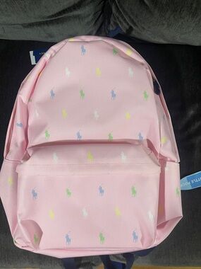 Polo by Ralph Lauren Pink Backpack with Multicolor Pony Print
